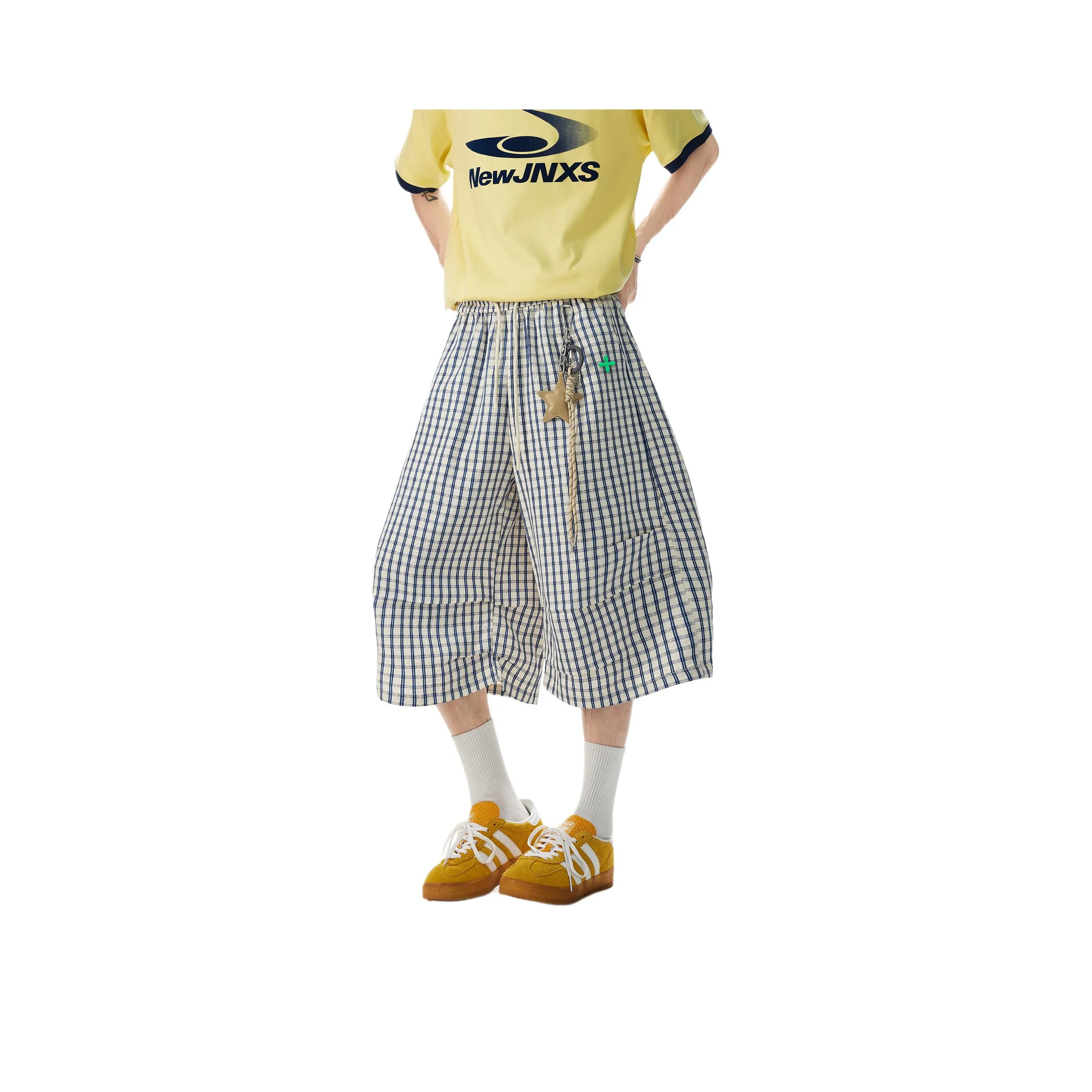 POSIYING Синяя клетка Унисекс Повседневные шорты