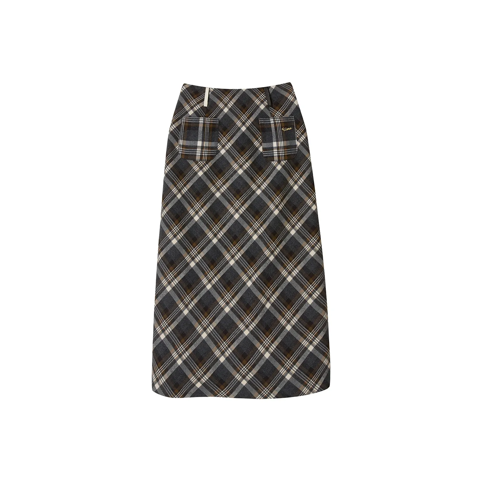 UENA Серо-коричневая клетка Цветочный В наличии Женские Повседневные длинные юбки