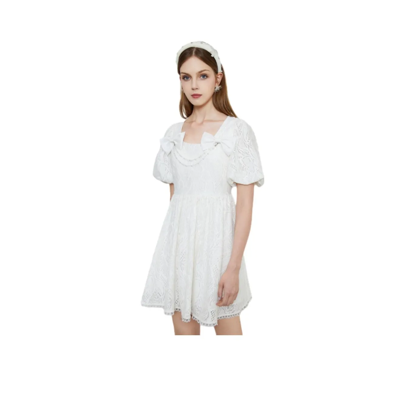 AIVEI Short-Sleeved Dresses Women's White