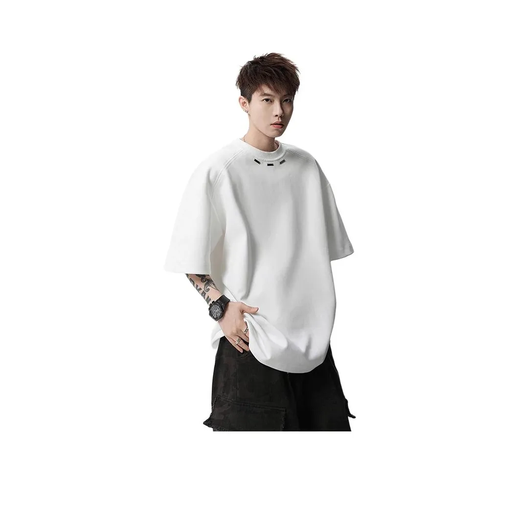 JIARONG 100% хлопок OVERSIZE Круглый вырез Топ Унисекс