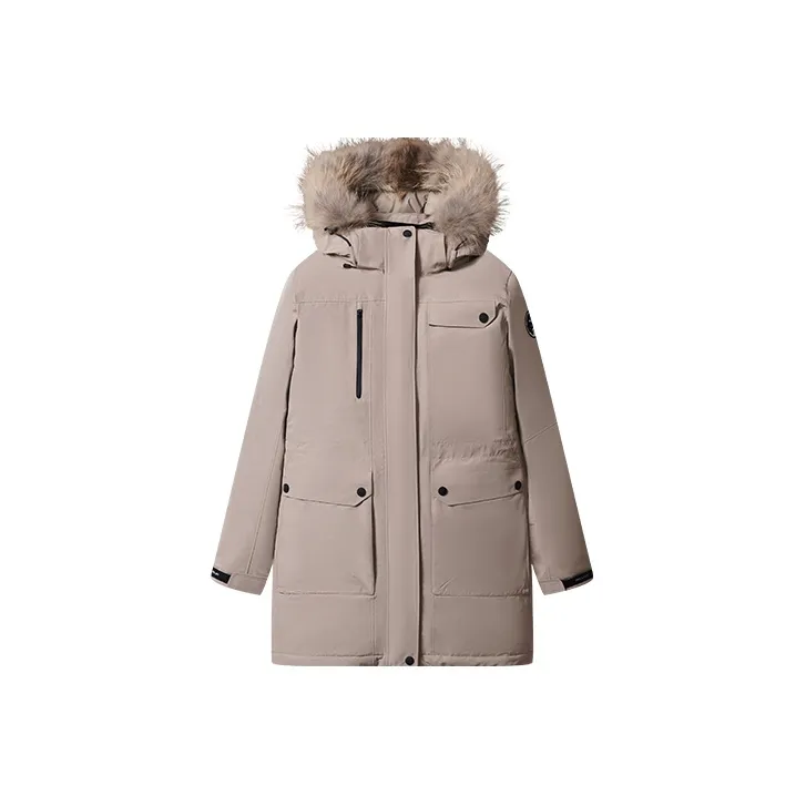 PELLIOT Classic 1,0 Однотонный С капюшоном Свободный крой MID Длина Пуховик Женские