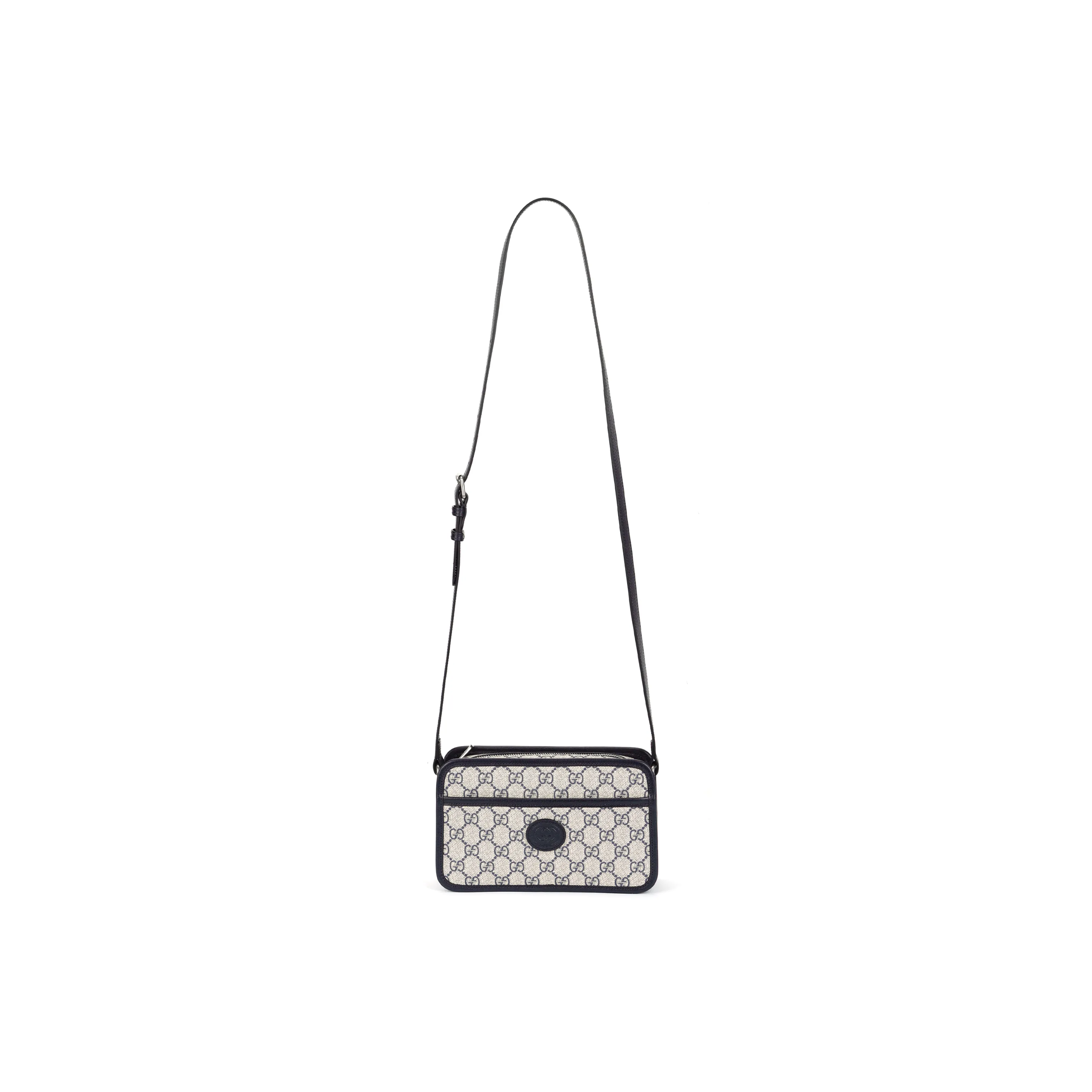 GUCCI Canvas With Leather Box Bag, Shoulder Bag, Crossbody Bag Unisex Blue/Beige