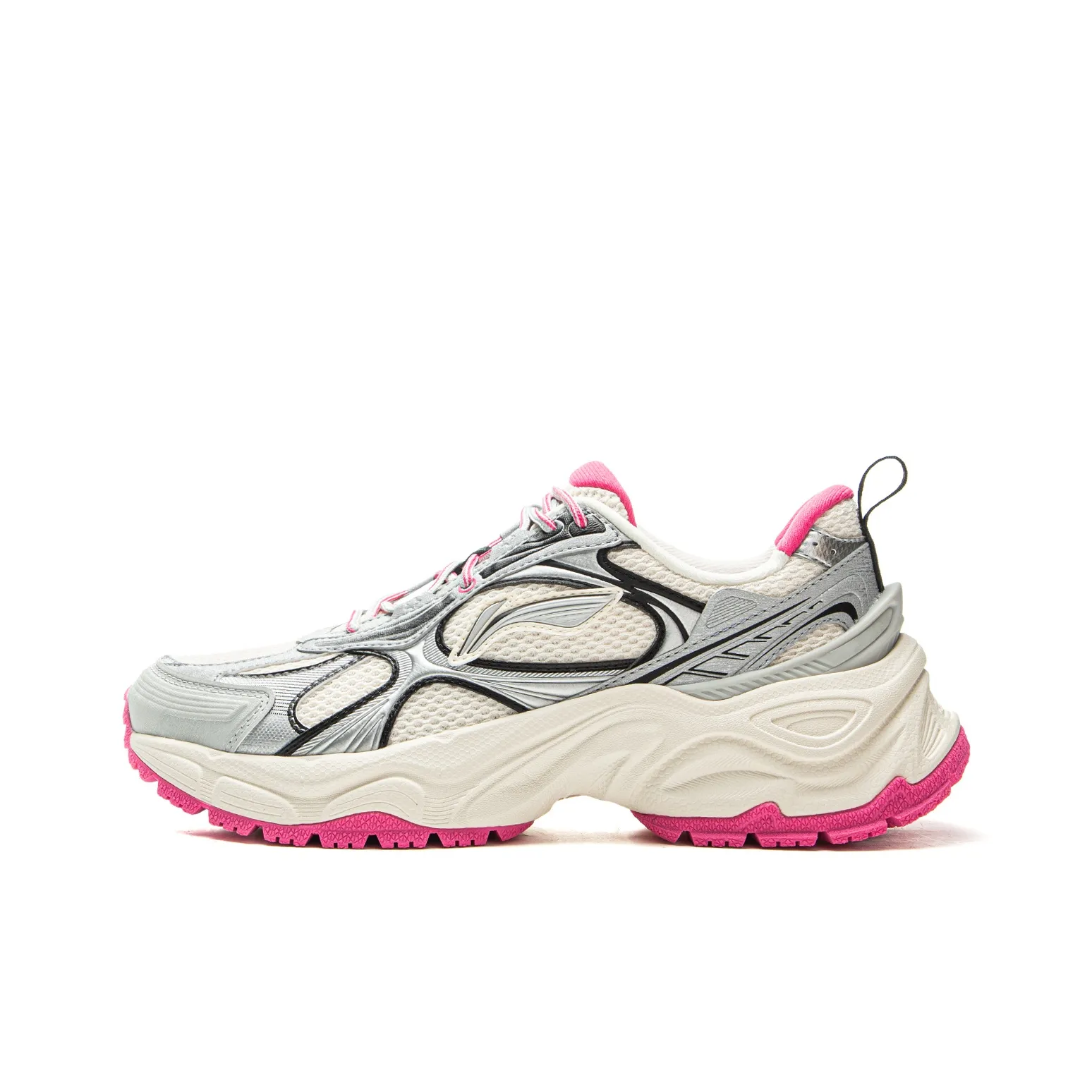 LiNing Star Ring Slip-resistant Abrasion-resistant Breathable Low-top Casual Women's Silver White LiNing Star Ring Противоскользящий Устойчивый к износу Дышащий Низкий верх Повседневный Женский Серебряный Белый