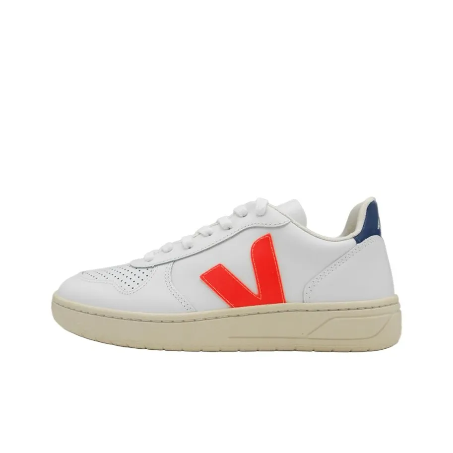 VEJA V 10 Leather 'White Orange Fluo Combalt'