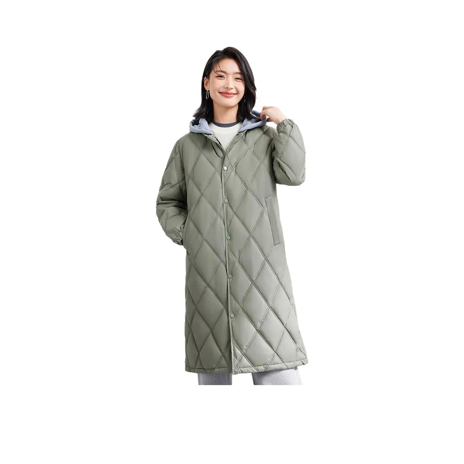 CARBAMMI Хлопковый пуховик женский зеленый