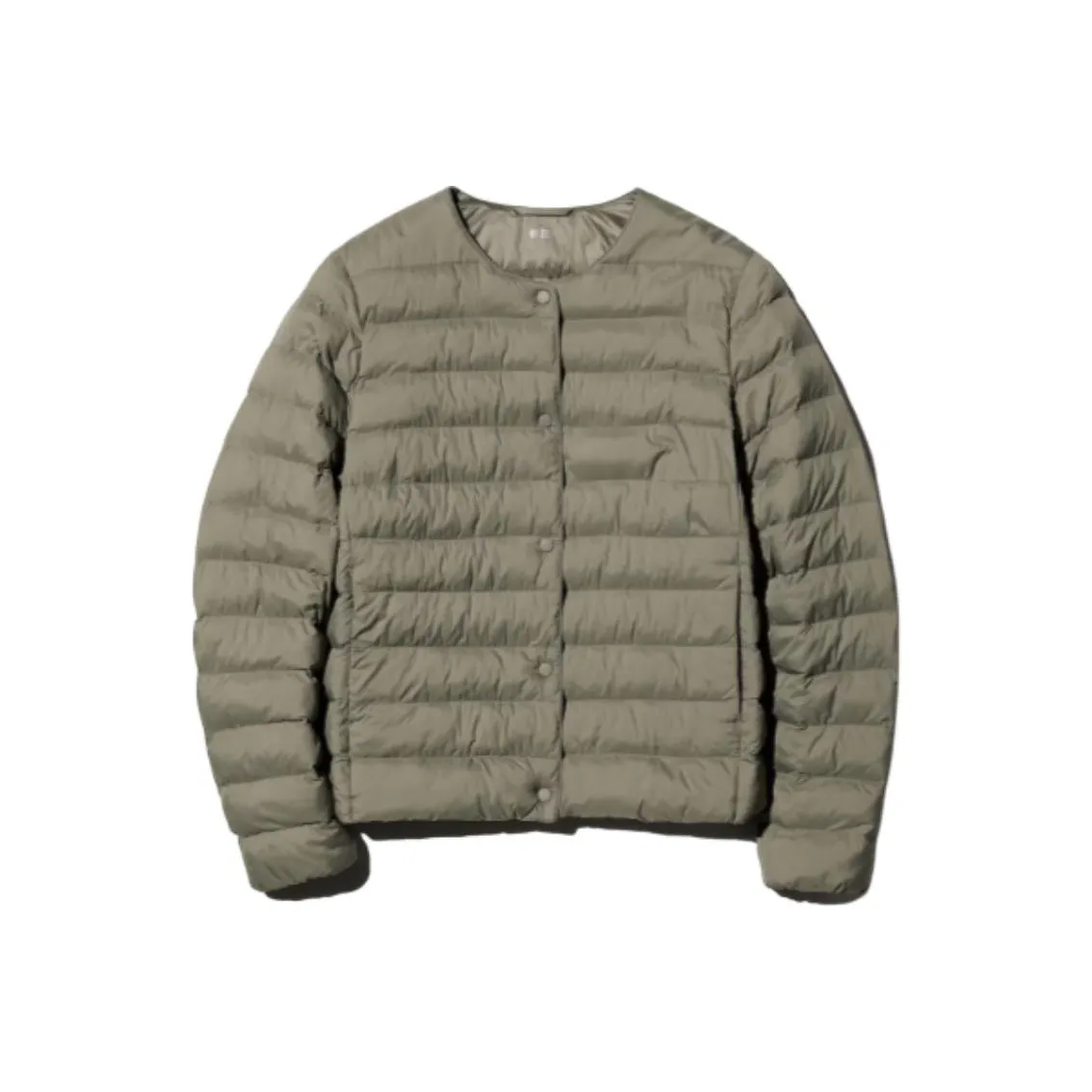 UNIQLO Хлопковый пуховик женский оливково-зеленый