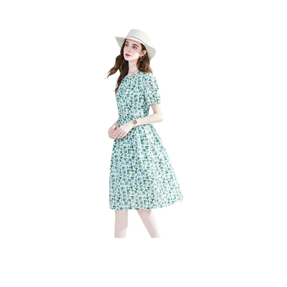 TOUCH Dress Women's White Base With Blue/Green Pattern