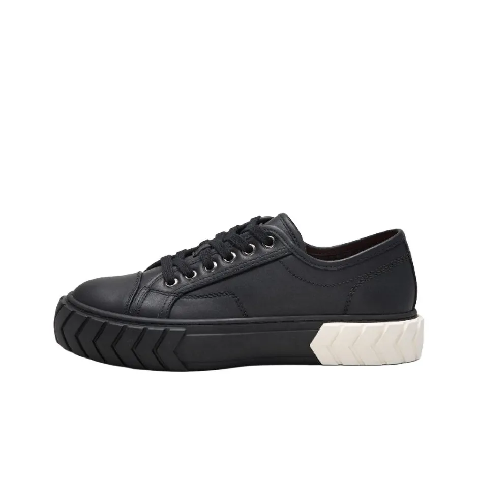 Both Tyres Anti Slip Wear Resistant Low Top Canvas Shoes Men's Black White