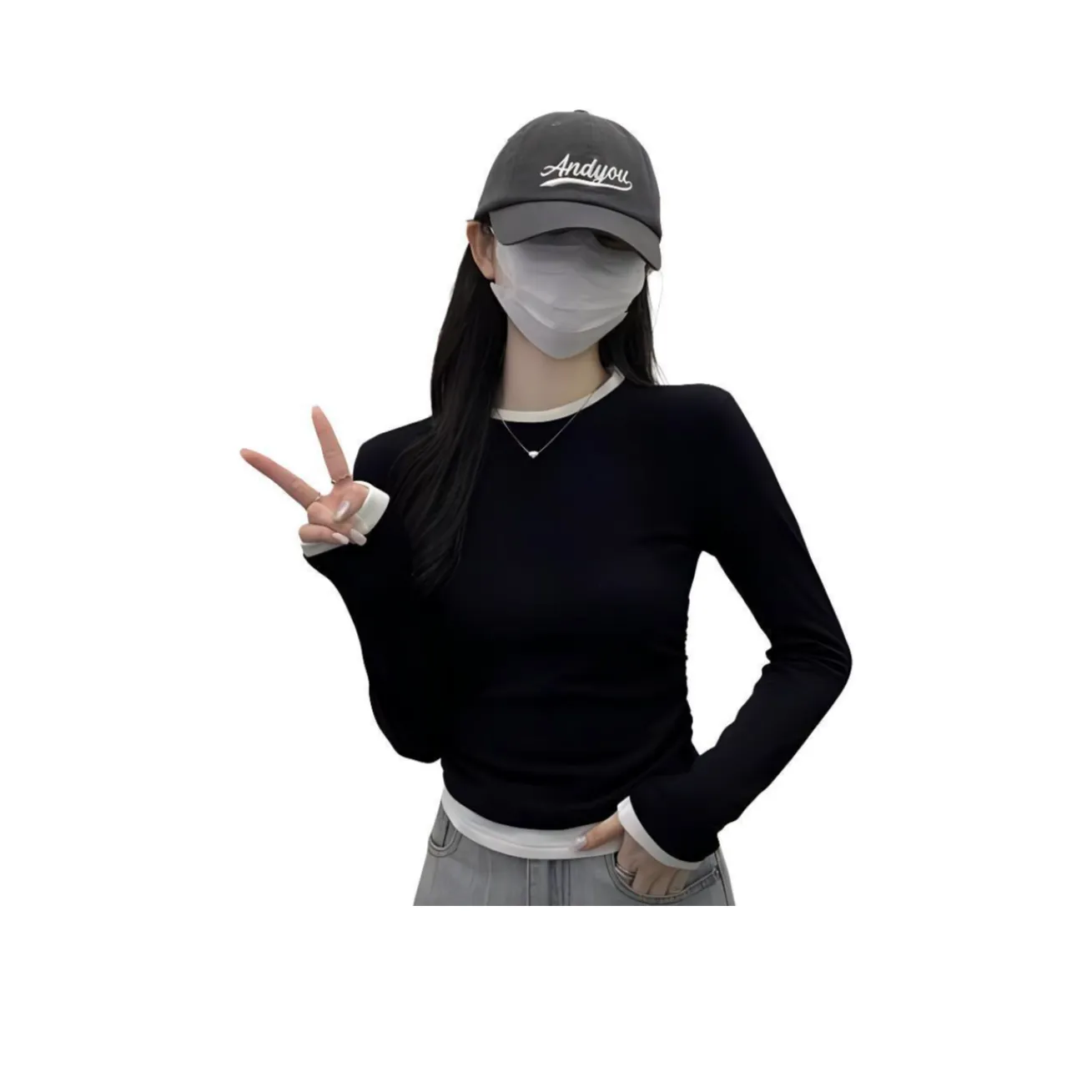 AWAO Длинный рукав Т-рубашка Женская