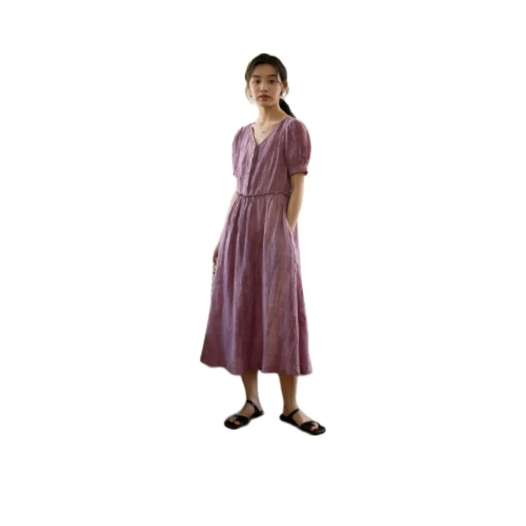 BLUEerror Short Sleeved Dress Women's Plum Purple