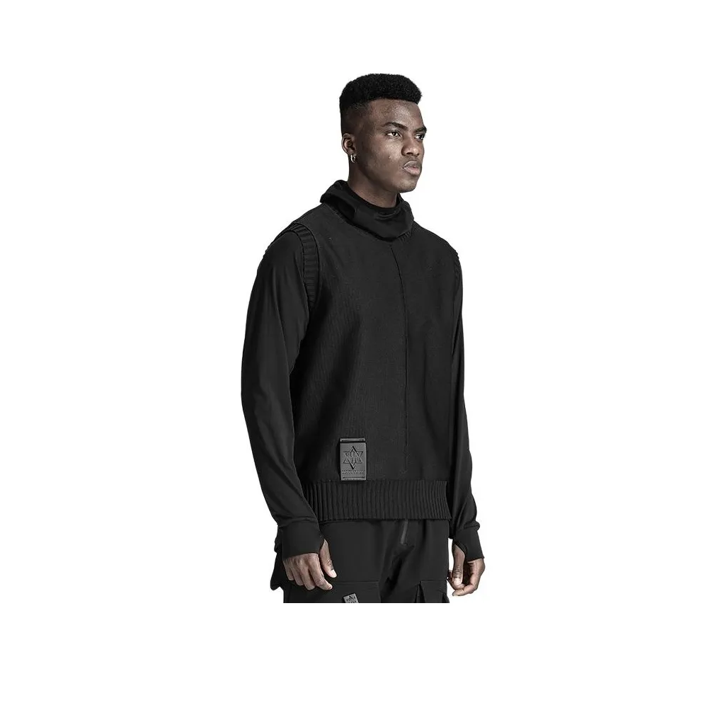 NORVINCY Crew Neck Knitted Fabric Badge Vest Unisex