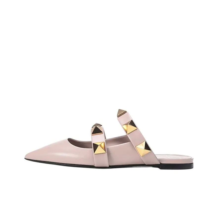 Valentino Roman Stud Closed Toe Slippers Women's Smoke Pink