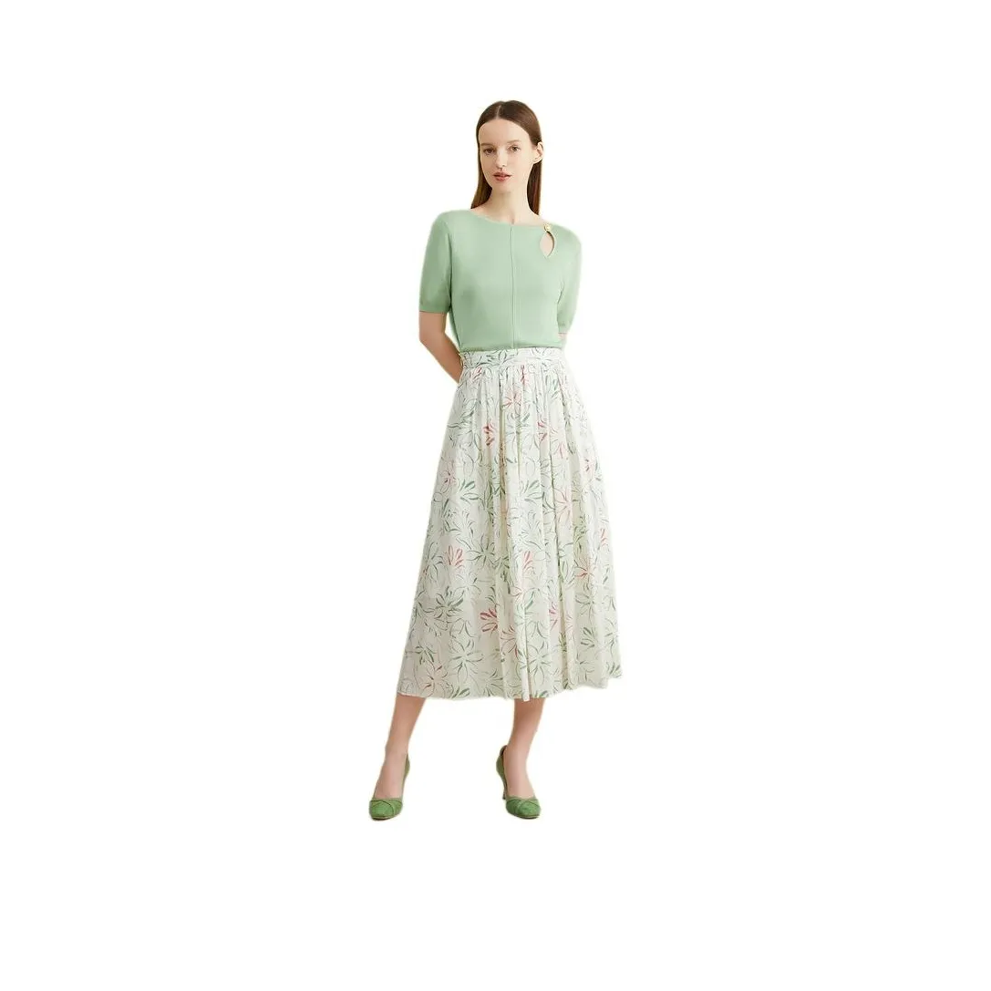 Yiner Повседневный Длинный Юбка Женская Кремово-Белый