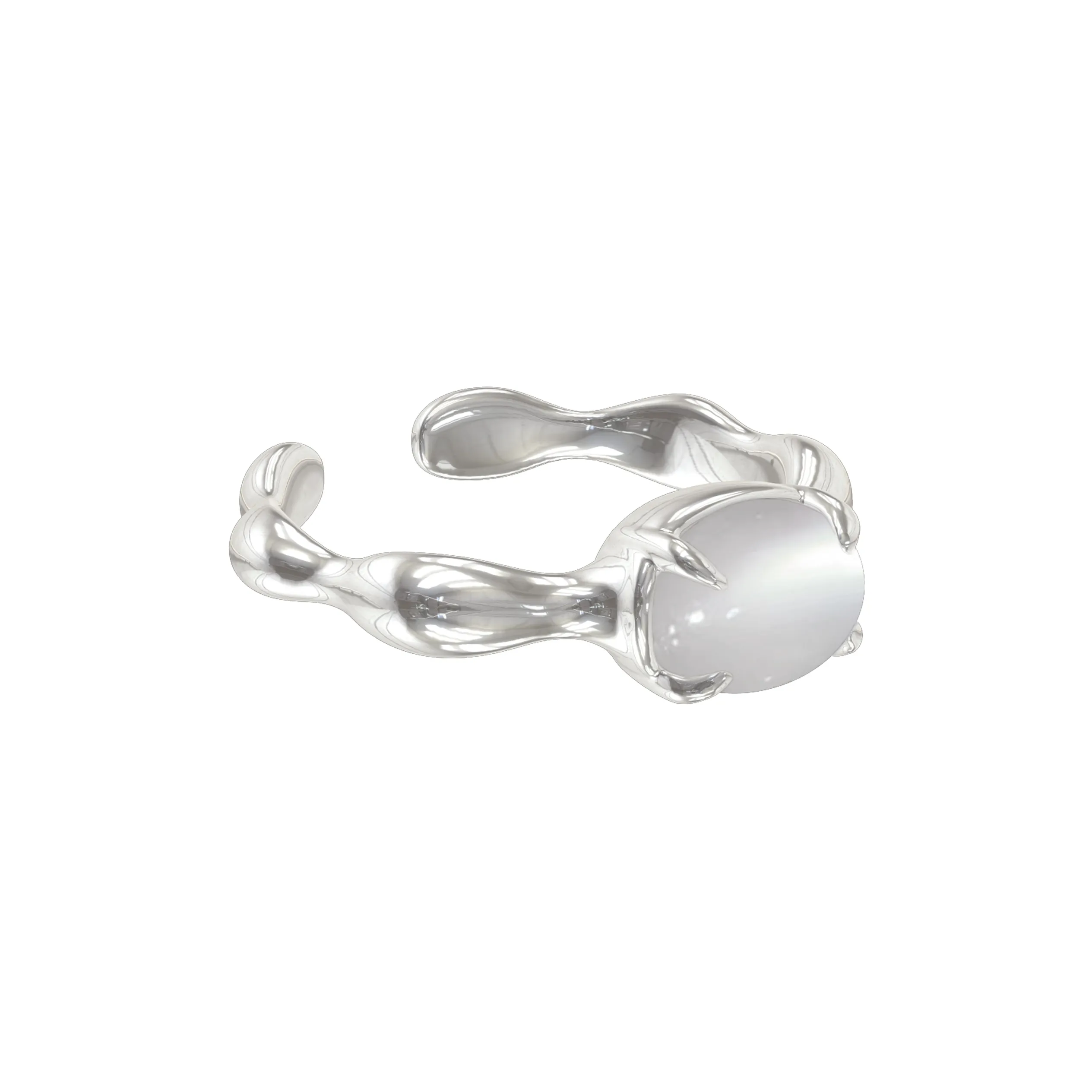 MIRII Медный с покрытием из белого золота кольца с агатом унисекс