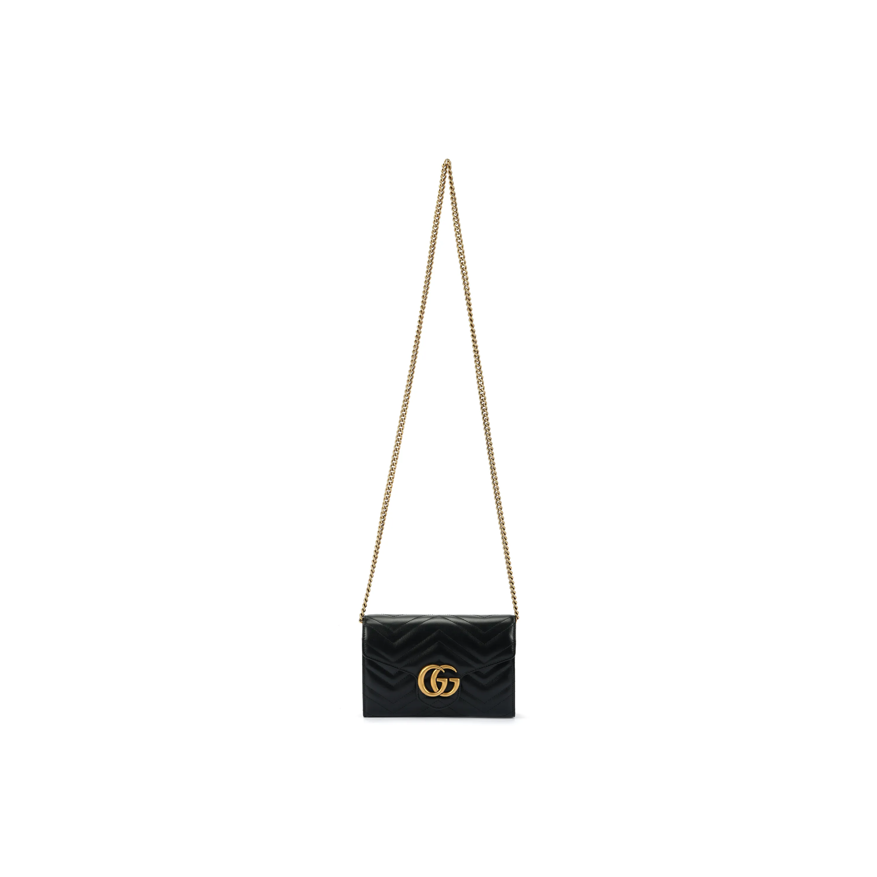 GUCCI GG Marmont Quilted Leather Envelope Bag, Crossbody Bag, Shoulder Bag Mini Women's Black