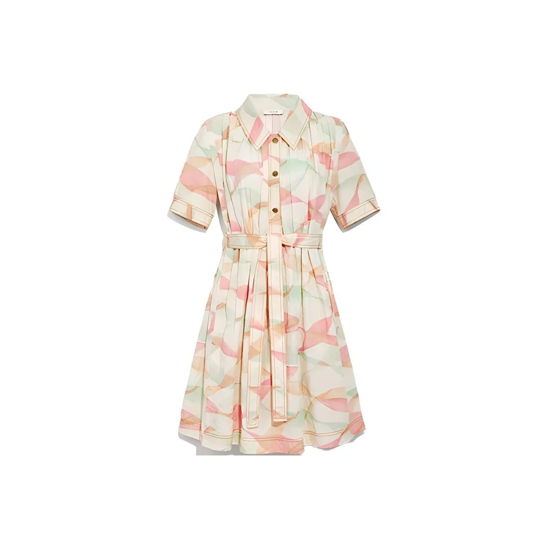 COACH Short-Sleeved Dresses Women's Peach Pink Green