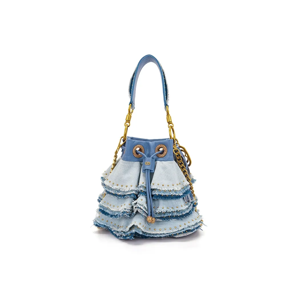 La Carrie Деним Сумка через плечо Bucket Сумка Обычная Женская Синяя