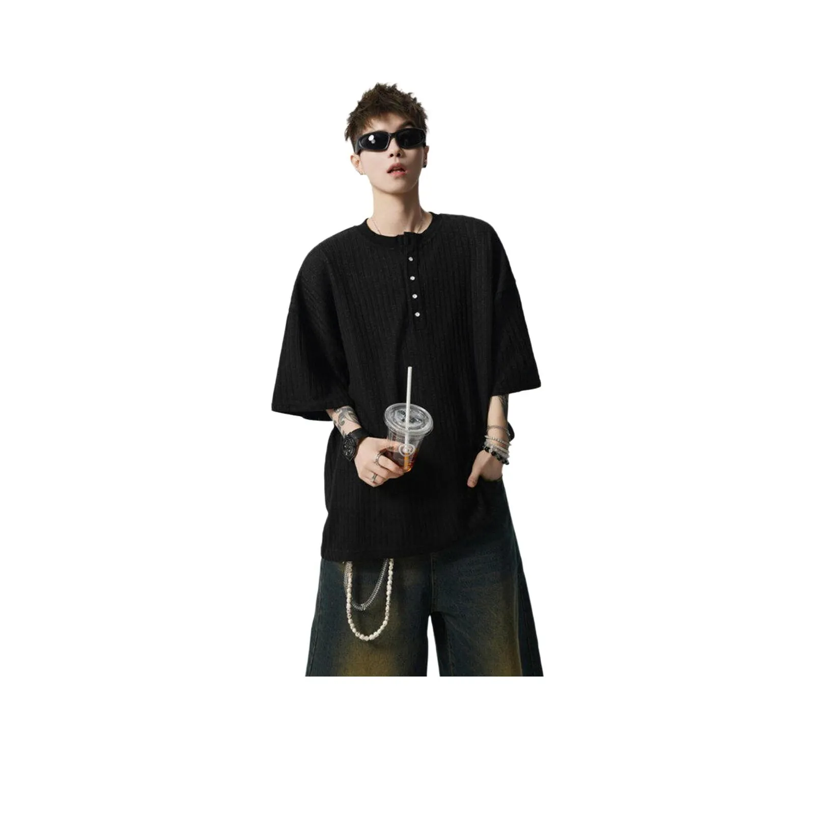 CZLD Короткий рукав трикотажная ткань рубашка унисекс