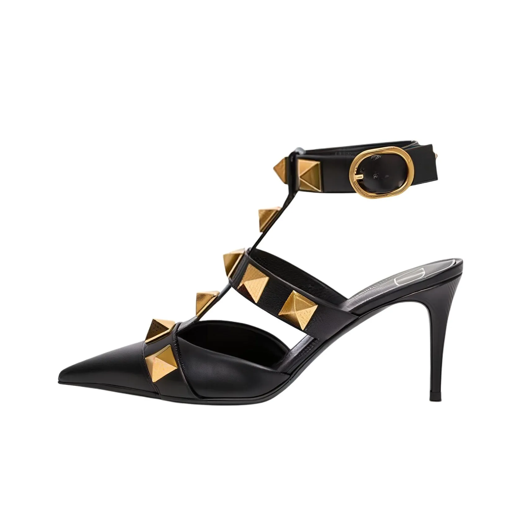 Valentino Roman Stud Slim Heel High Heels Women's Black