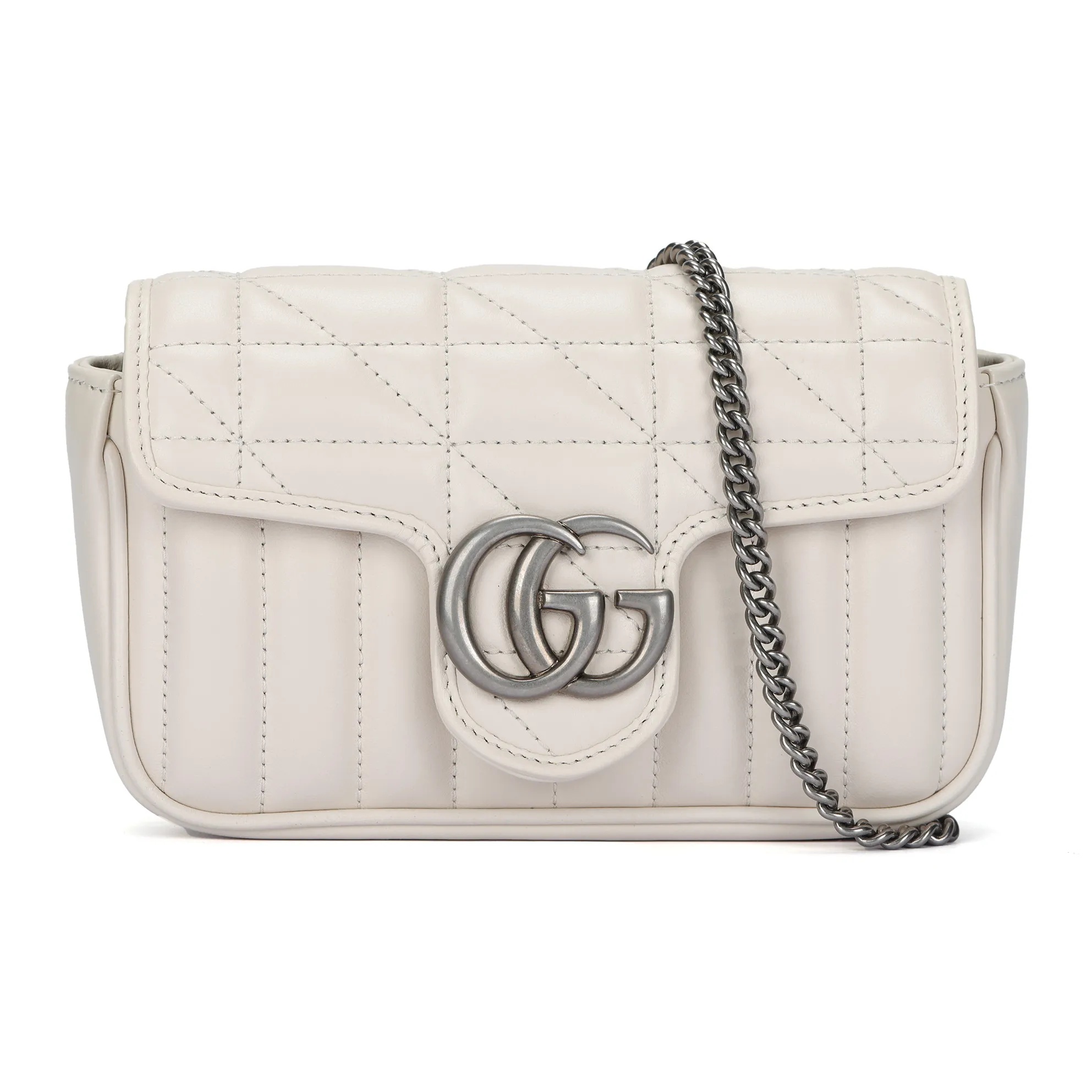 GUCCI GG Marmont Leather Ma Meng 16 Chain Flap Bag Shoulder Bag Crossbody Bag Extra Mini Women's White