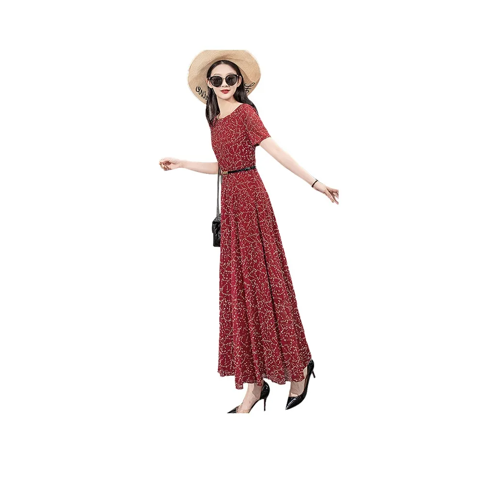 Cypress House Short Sleeved Dresses Women's Red With Floral