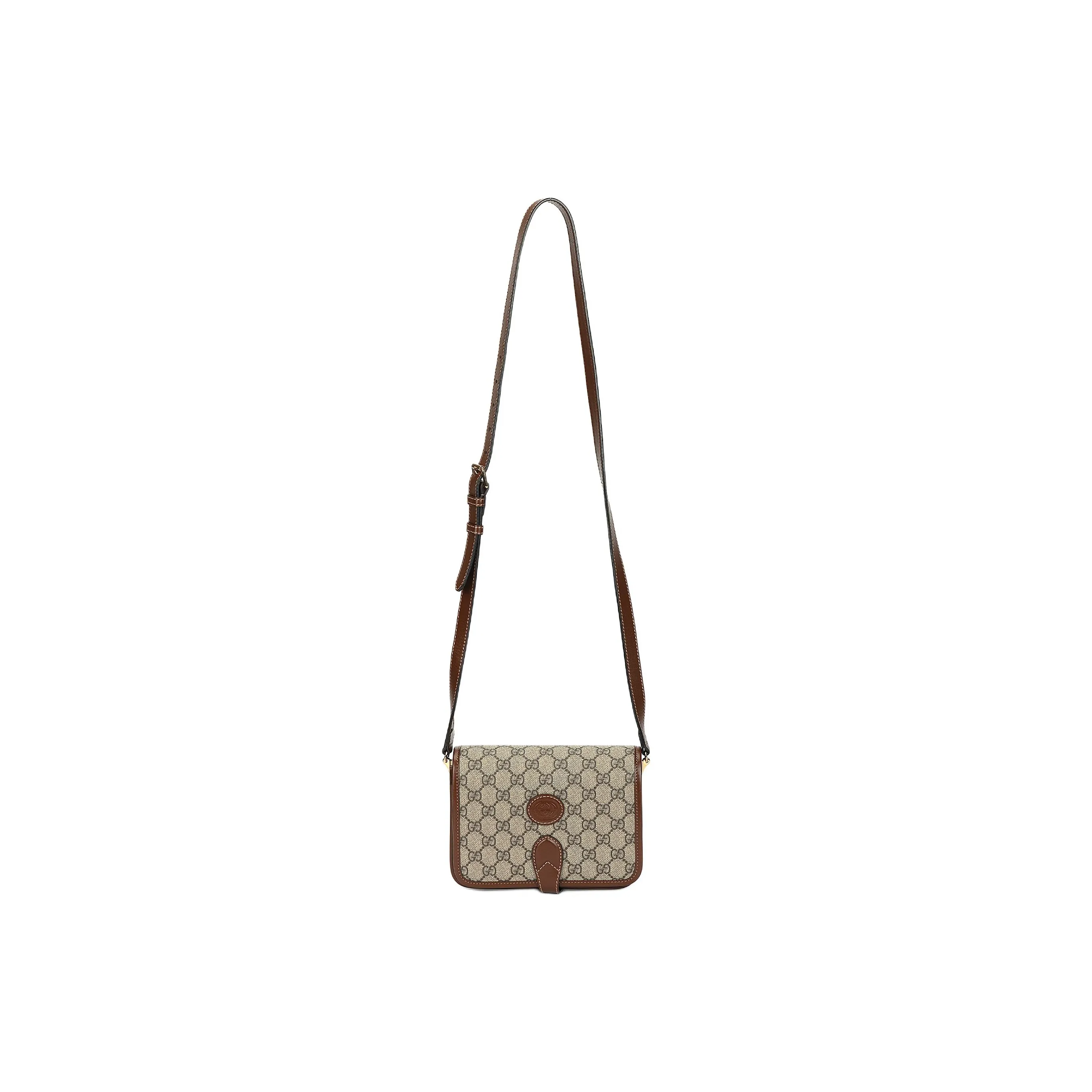GUCCI Leather Messenger Bag, Trunk Bag, Shoulder Bag, Crossbody Bag Mini Unisex Brown