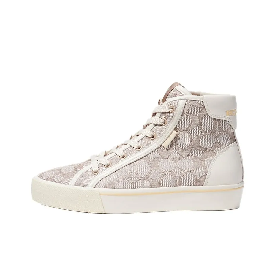 COACH CitySole High Top Stylish Skateboarding Shoes Women's Lime Gray