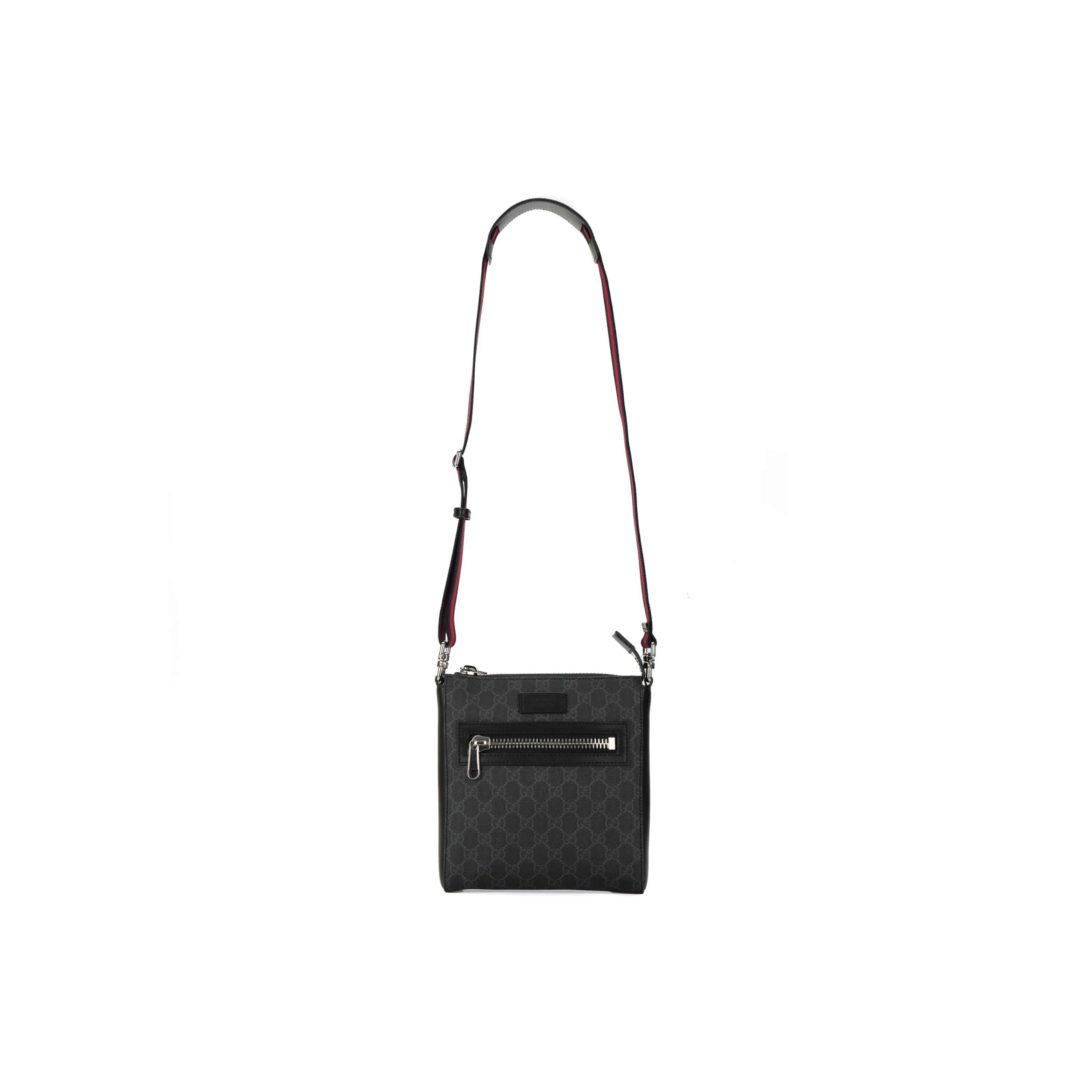 GUCCI Canvas With Leather Messenger Bag, Crossbody Bag, Shoulder Bag Men's Black Gray