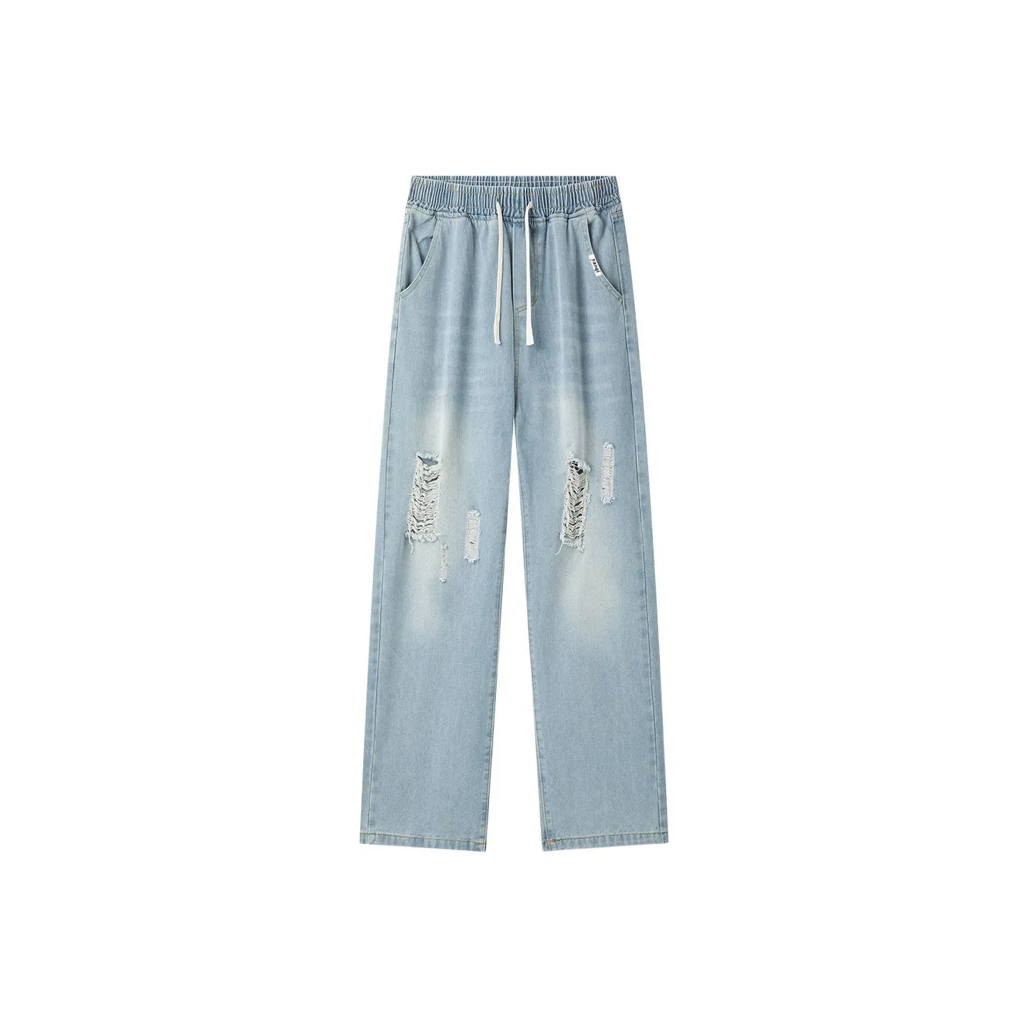 YAOQI Светло-синий Рваные Эластичные Тонкие Унисекс Джинсы