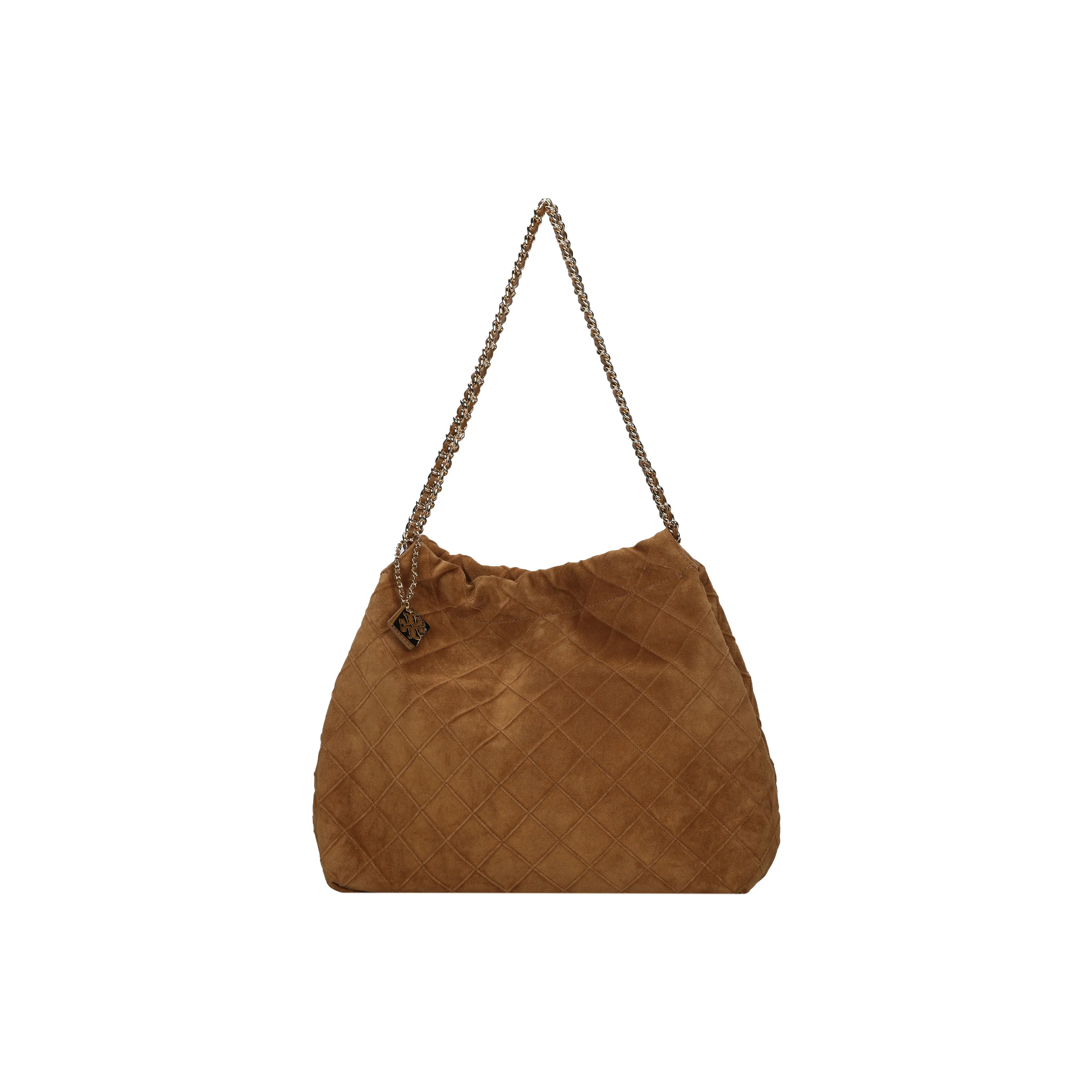 TORY BURCH Fleming Suede Tote Bag, Shopping Bag, Shoulder Bag, Handbag Tubas Women's Chicory Brown