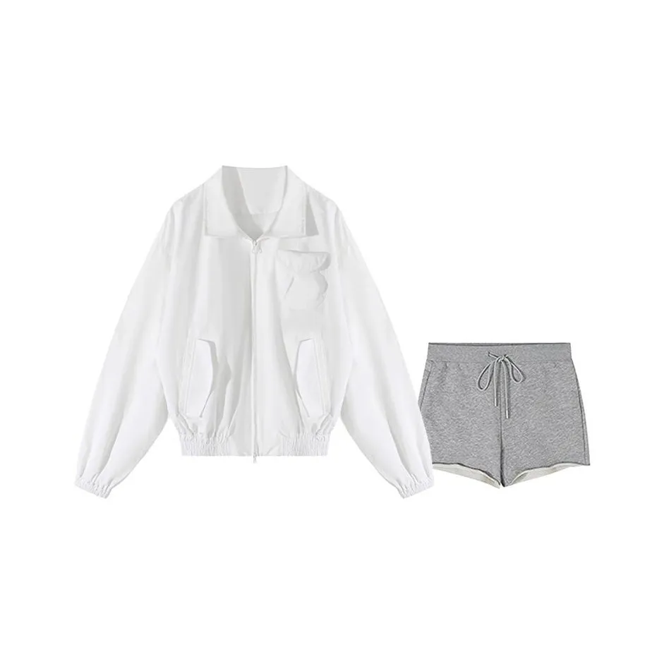 MARIE·COCO Белая куртка + Серые шорты Женские повседневные костюмы