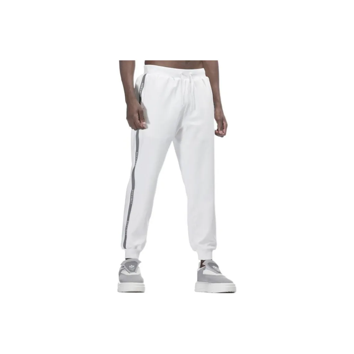 NORVINCY Elastic Cuff Stretch Knitted Sweatpants Unisex White