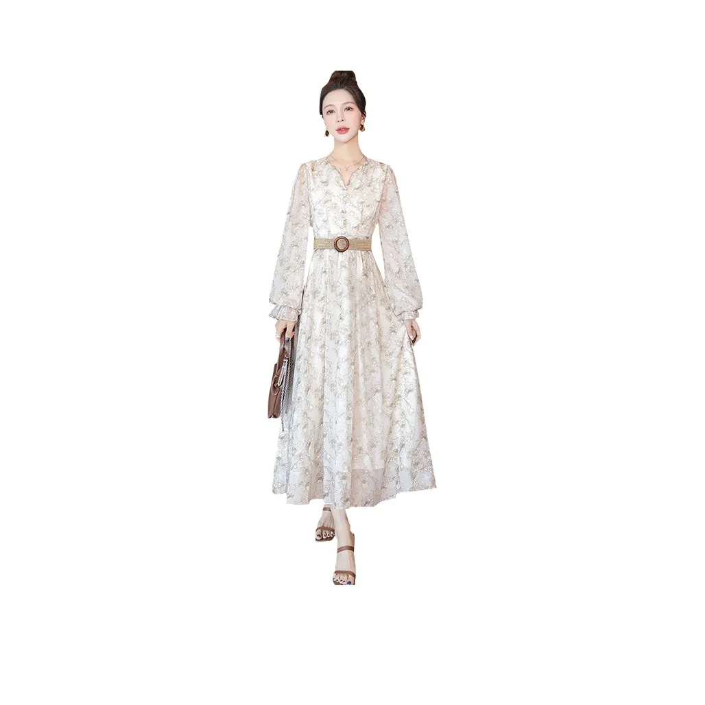 Cypress House Long Sleeved Dress Women's Light Green Floral