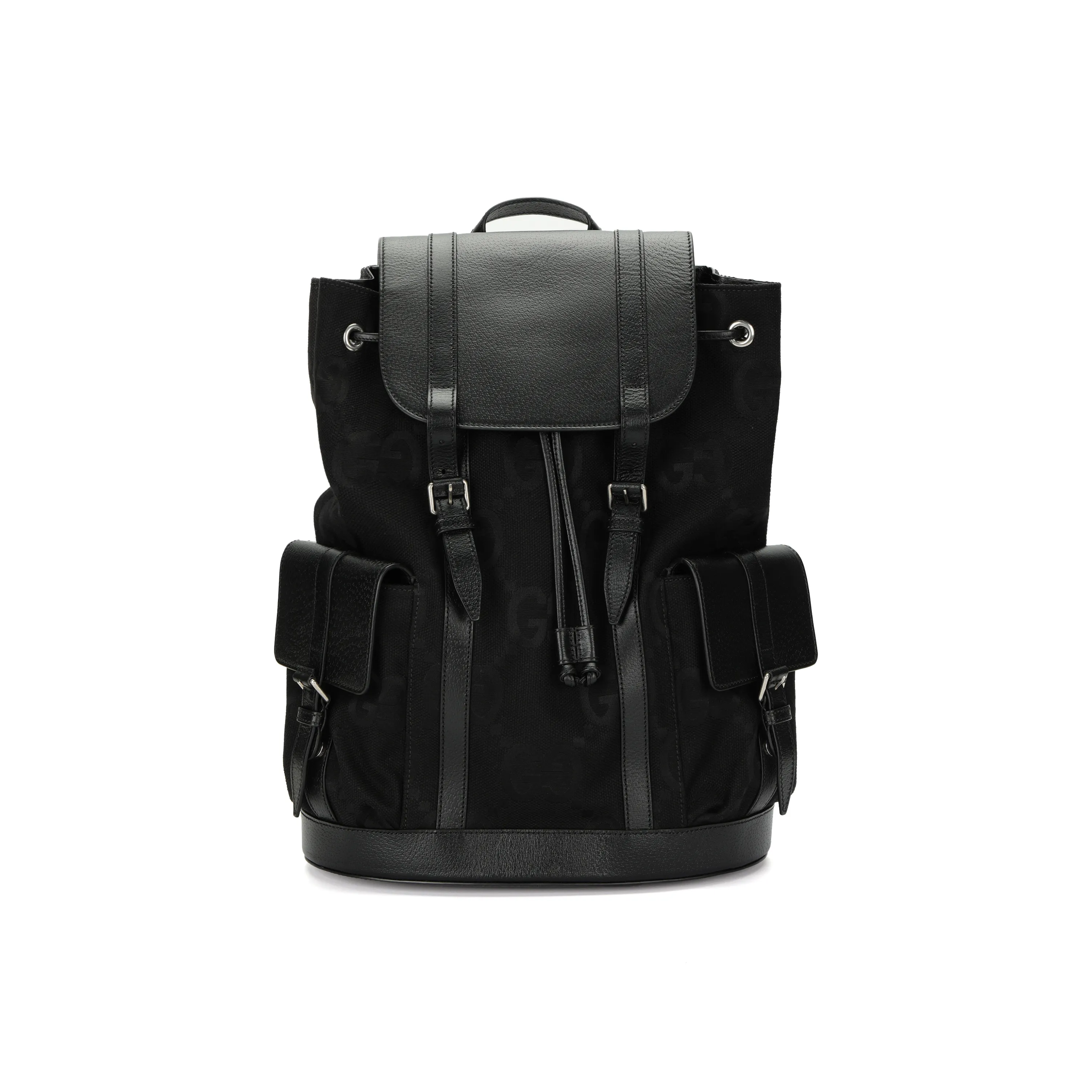 GUCCI Canvas With Leather Backpack Large Size Men's Black