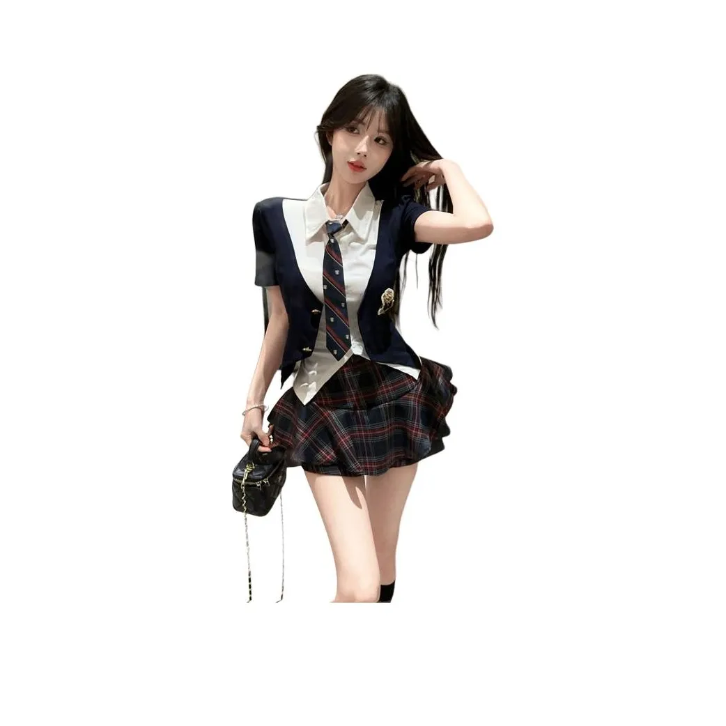 Garbege Uniforms Women's Shirt Tie Plaid Skirt Clothing Sets