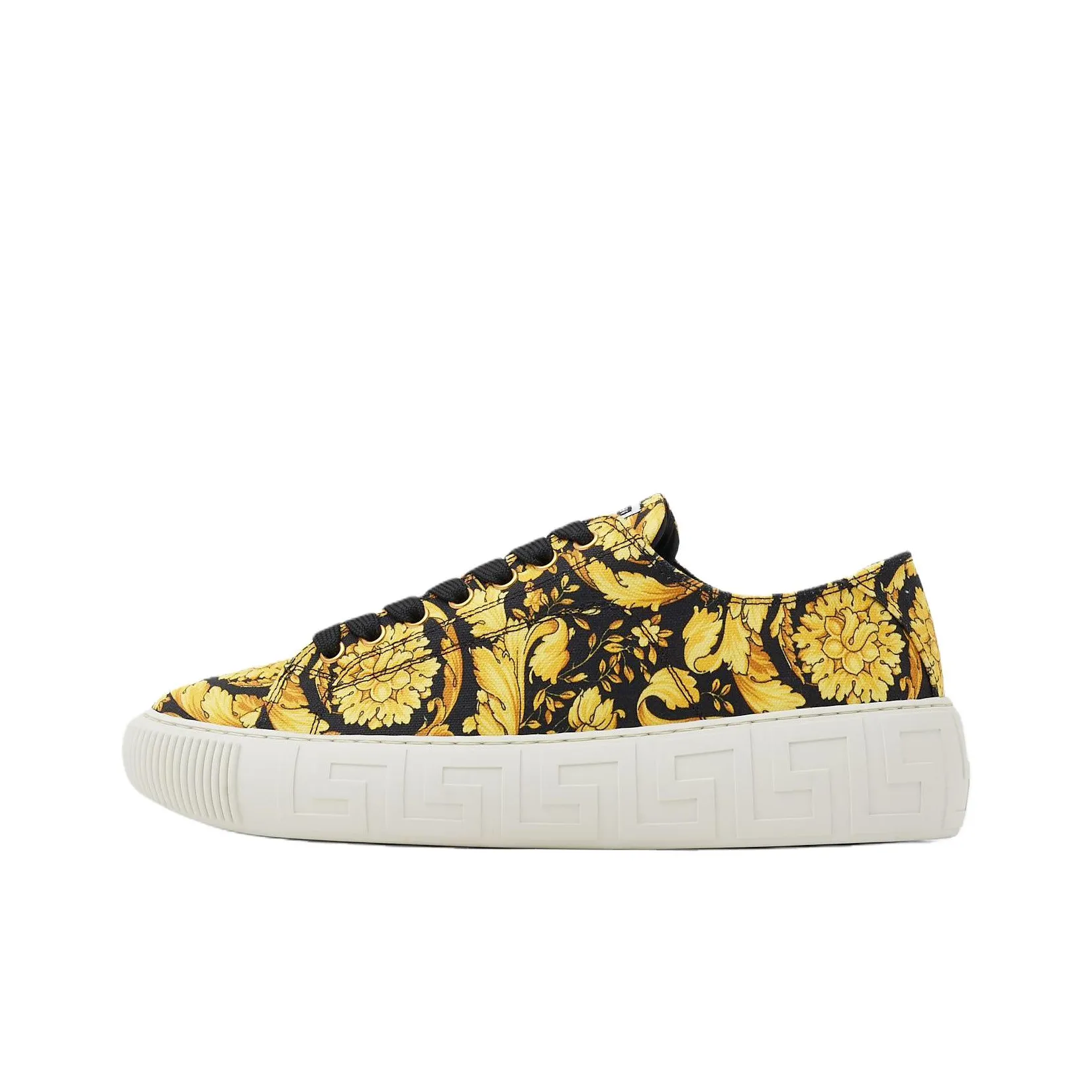 VERSACE Greca Barocco Print Low Top Yellow Black White