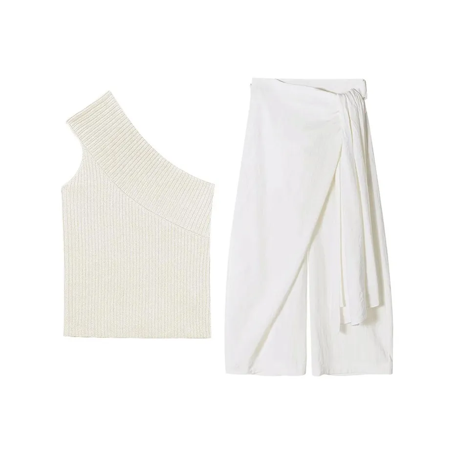 MARIE·COCO Белый топ + Брюки Женские Повседневные костюмы