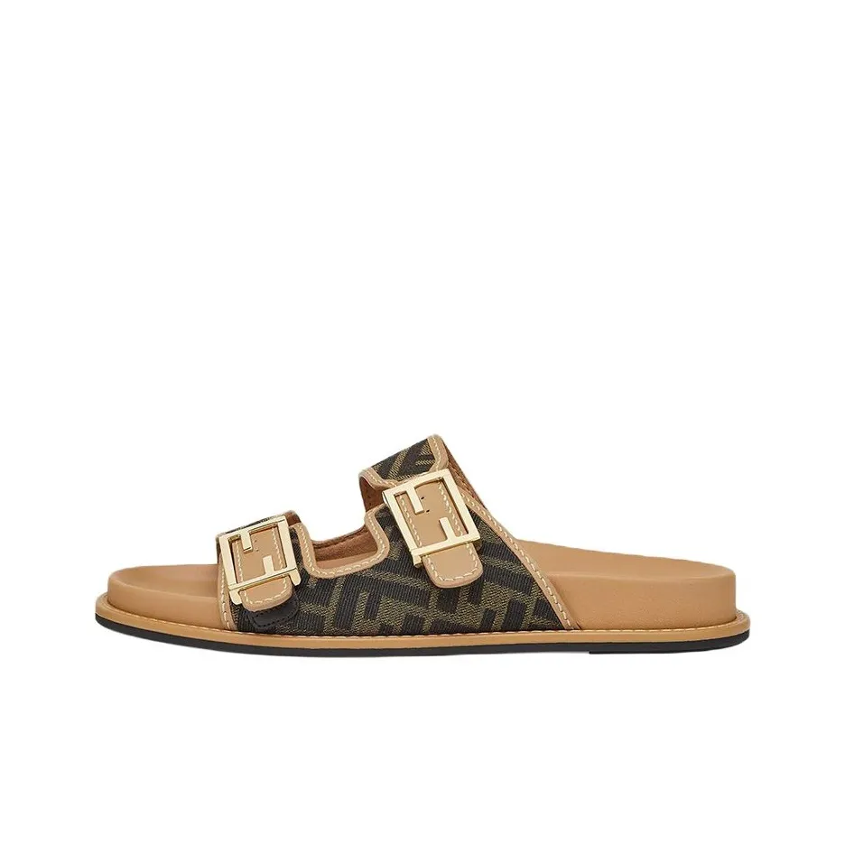FENDI Logo Plaque Open-Toe Sandals Women's