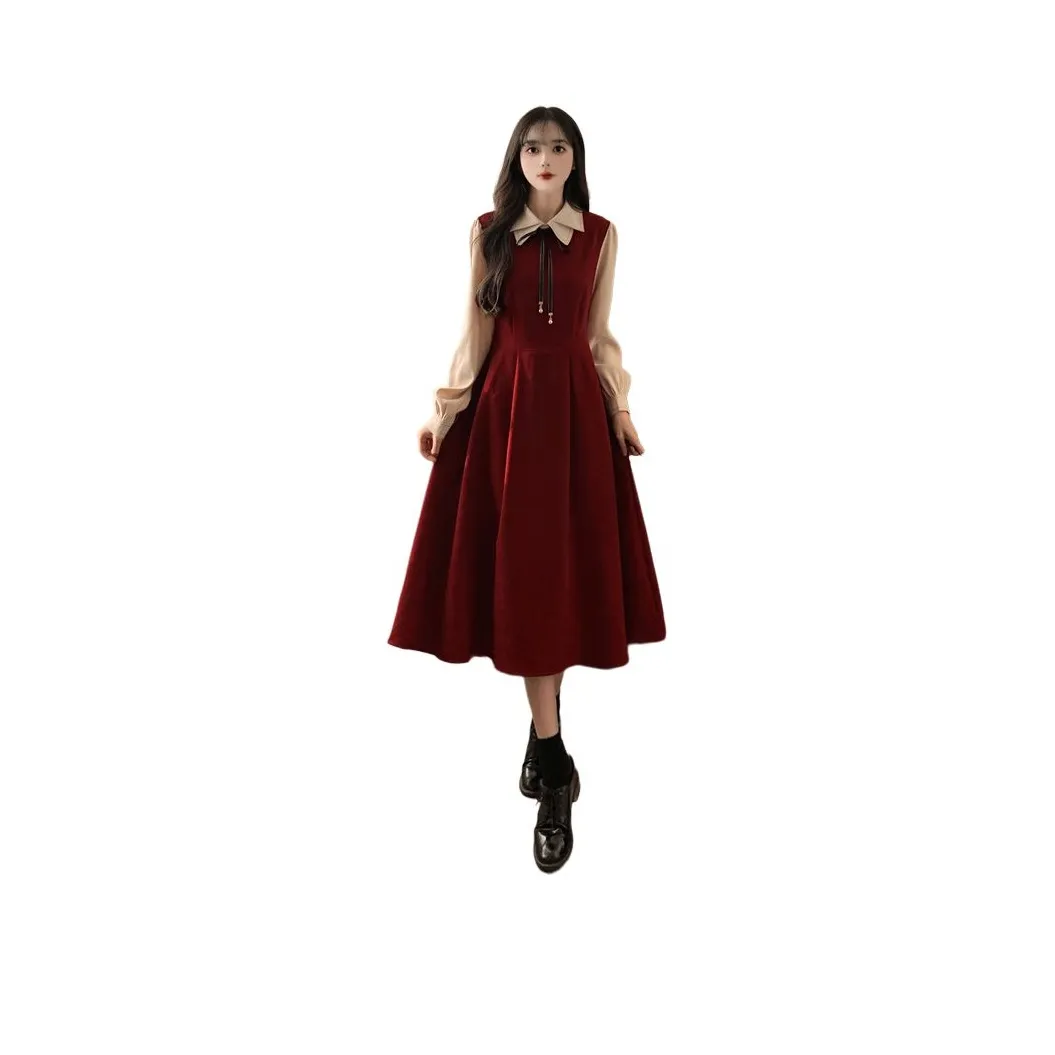 GULIANFEI Длинное платье с длинными рукавами женское