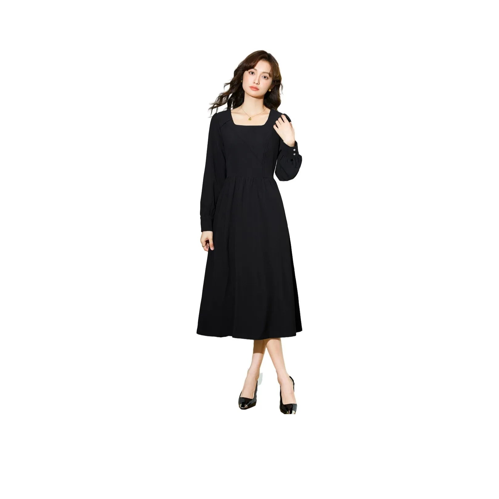 SMEN Long Sleeved Dresses Women's Black