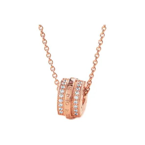 Pandora Copper Silver Alloy Necklaces Women's Rose Gold