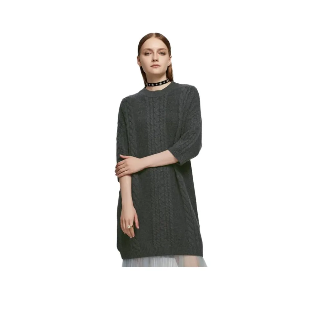 MIHUANG Short Sleeved Dresses Women's Charcoal Gray