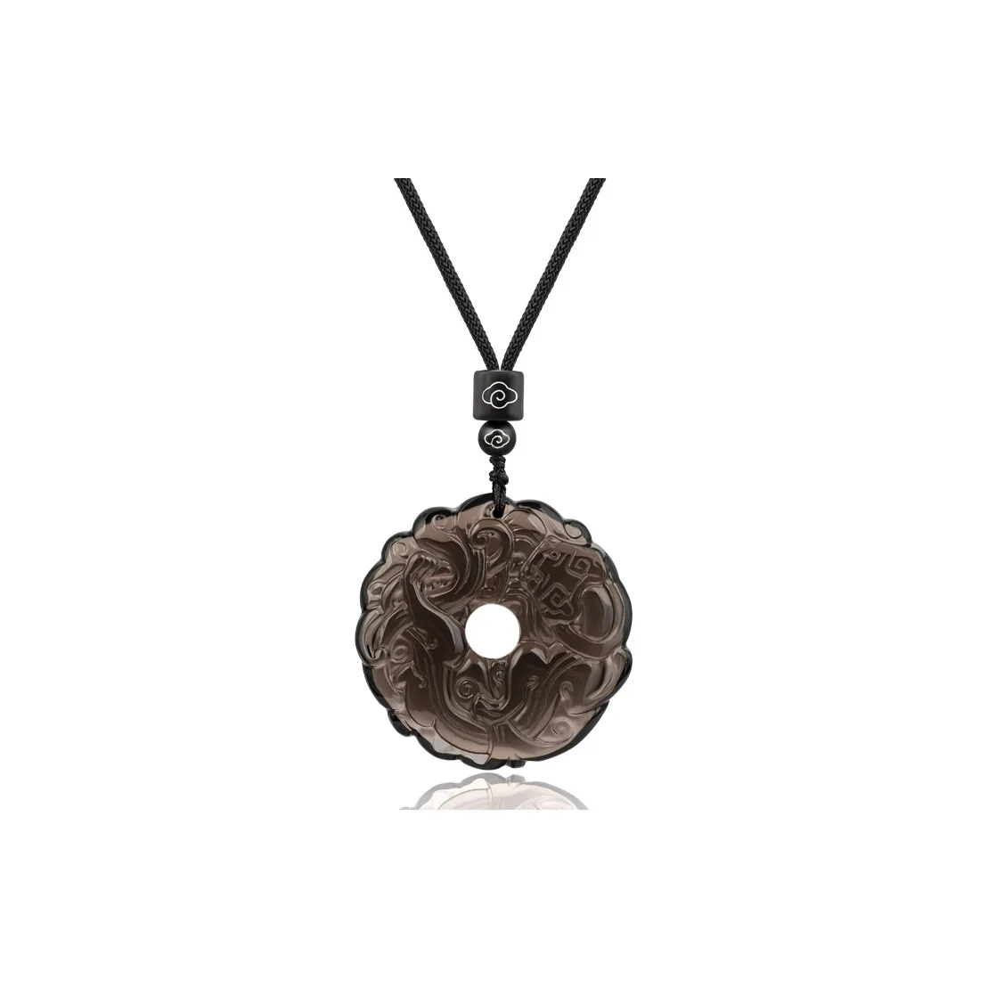 SIMPLE JOYS Obsidian Peace Buckle Pendant Hand Woven Sweater Chain Unisex