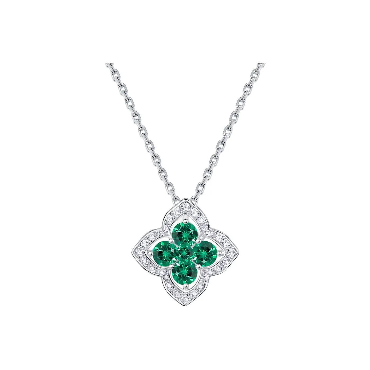 KOYOOME S925 Sterling Silver Cultured Emerald Collarbone Chain Unisex