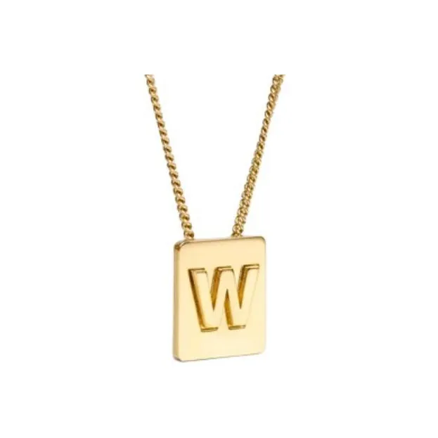 CELINE Alphabet W Necklace In Brass With Gold Finish