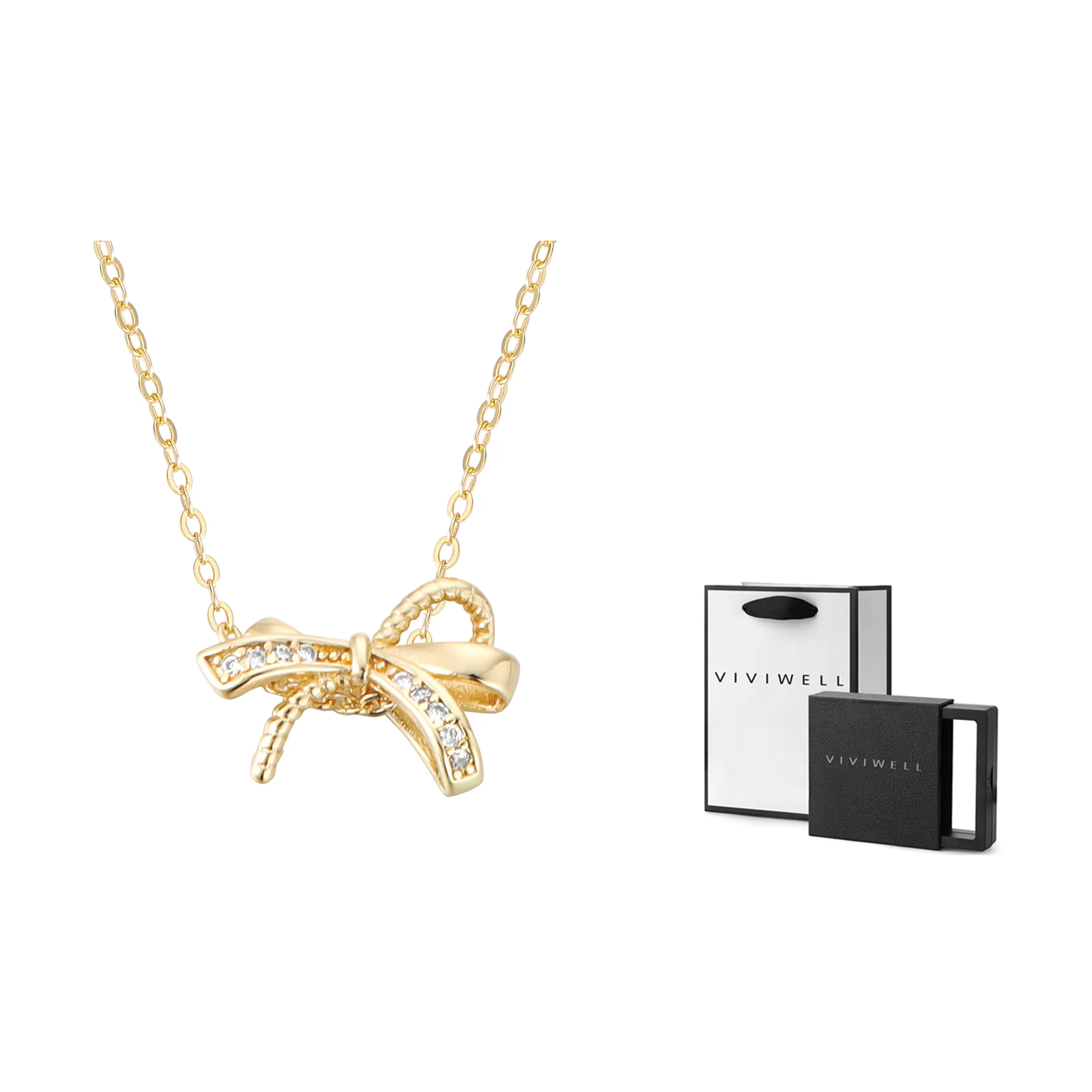 VIVIWELL Циркон Ожерелье Розово-золотое Женское