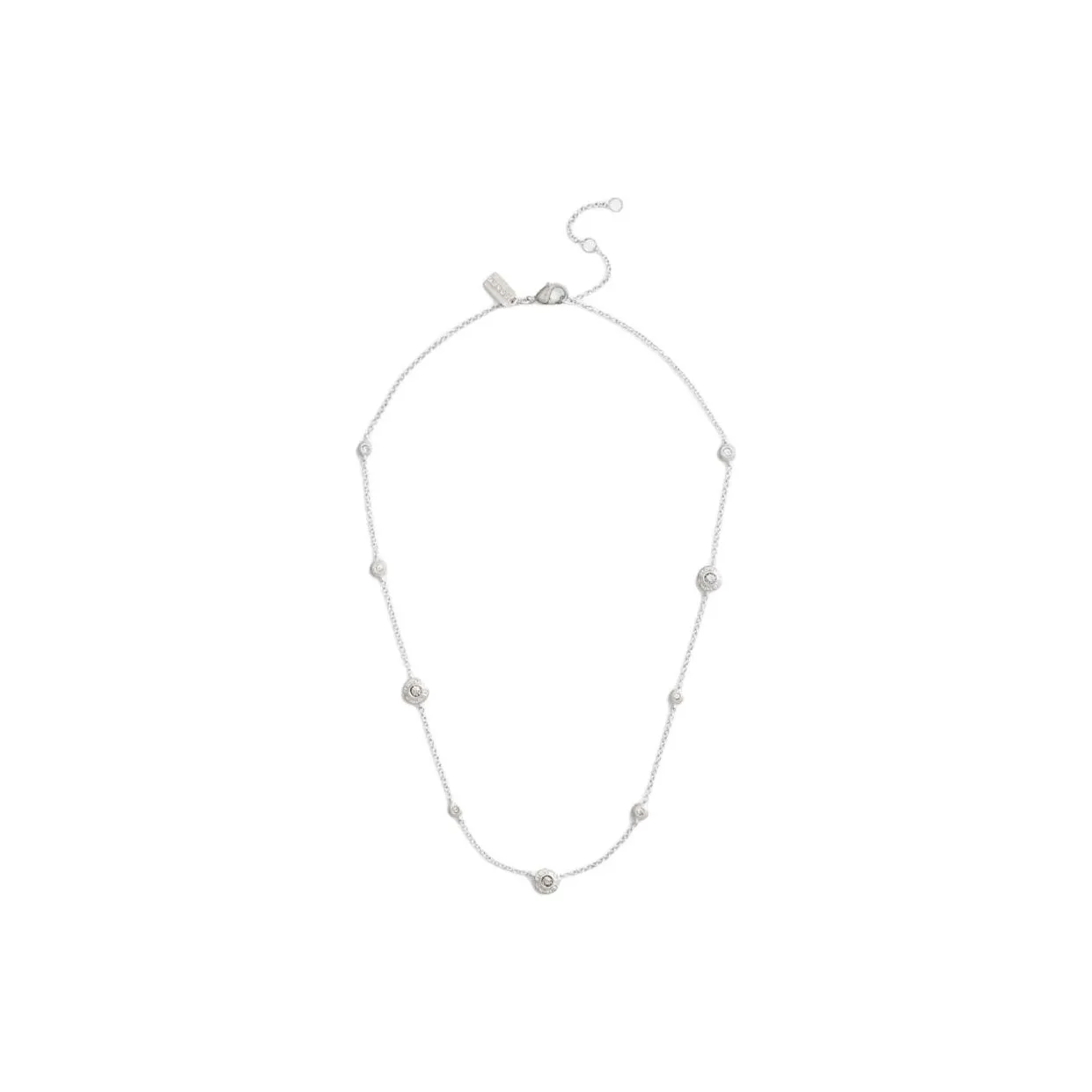 COACH Brass Plated, Glass, Cubic Zirconia Necklaces Women's Silver