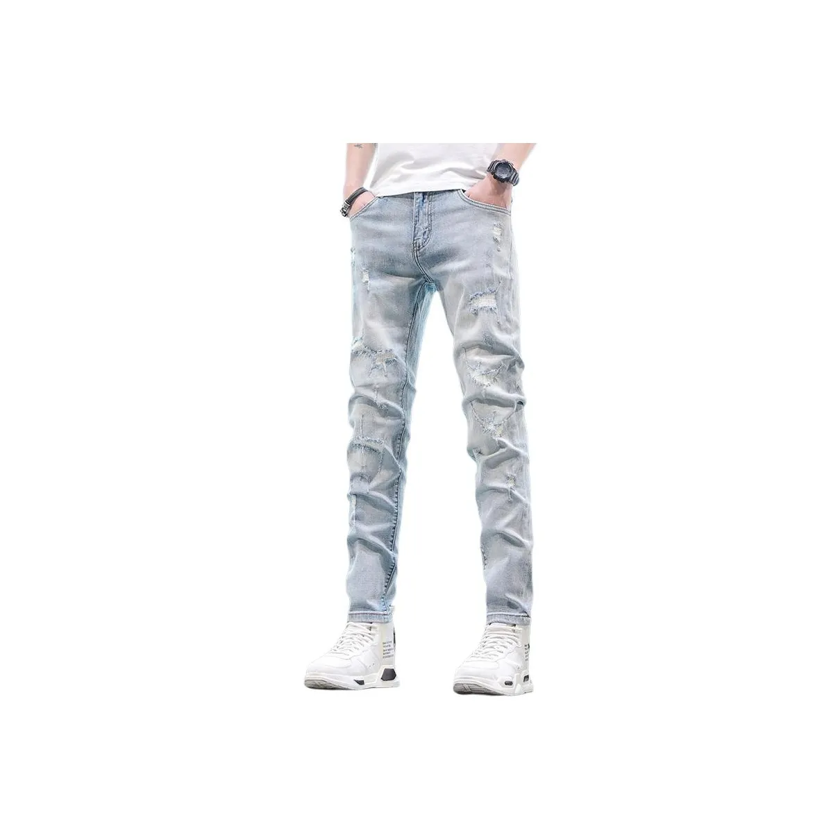JIKENDI Светло-синие мужские джинсы