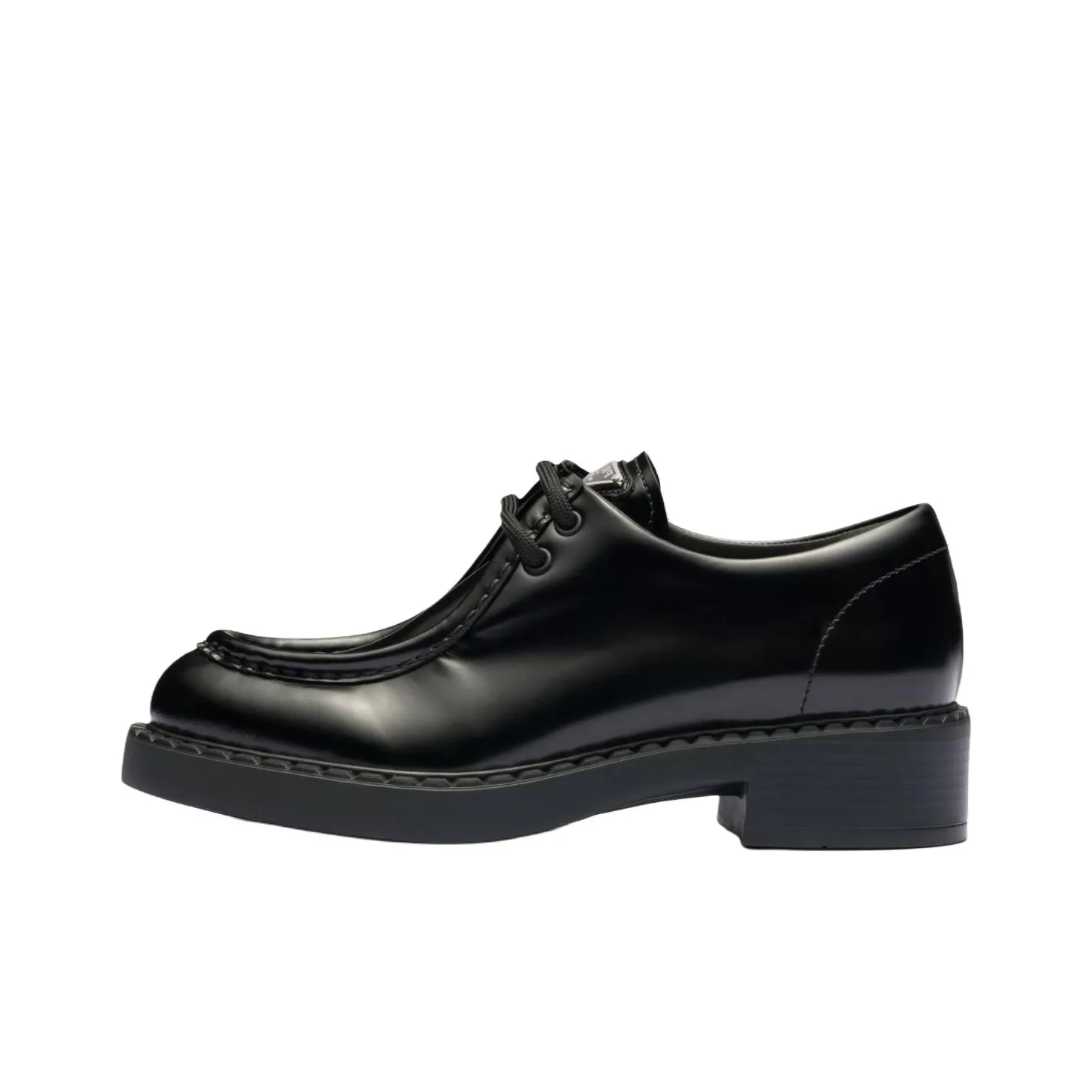 PRADA Women's Brushed Leather Lace-Up 'Black'