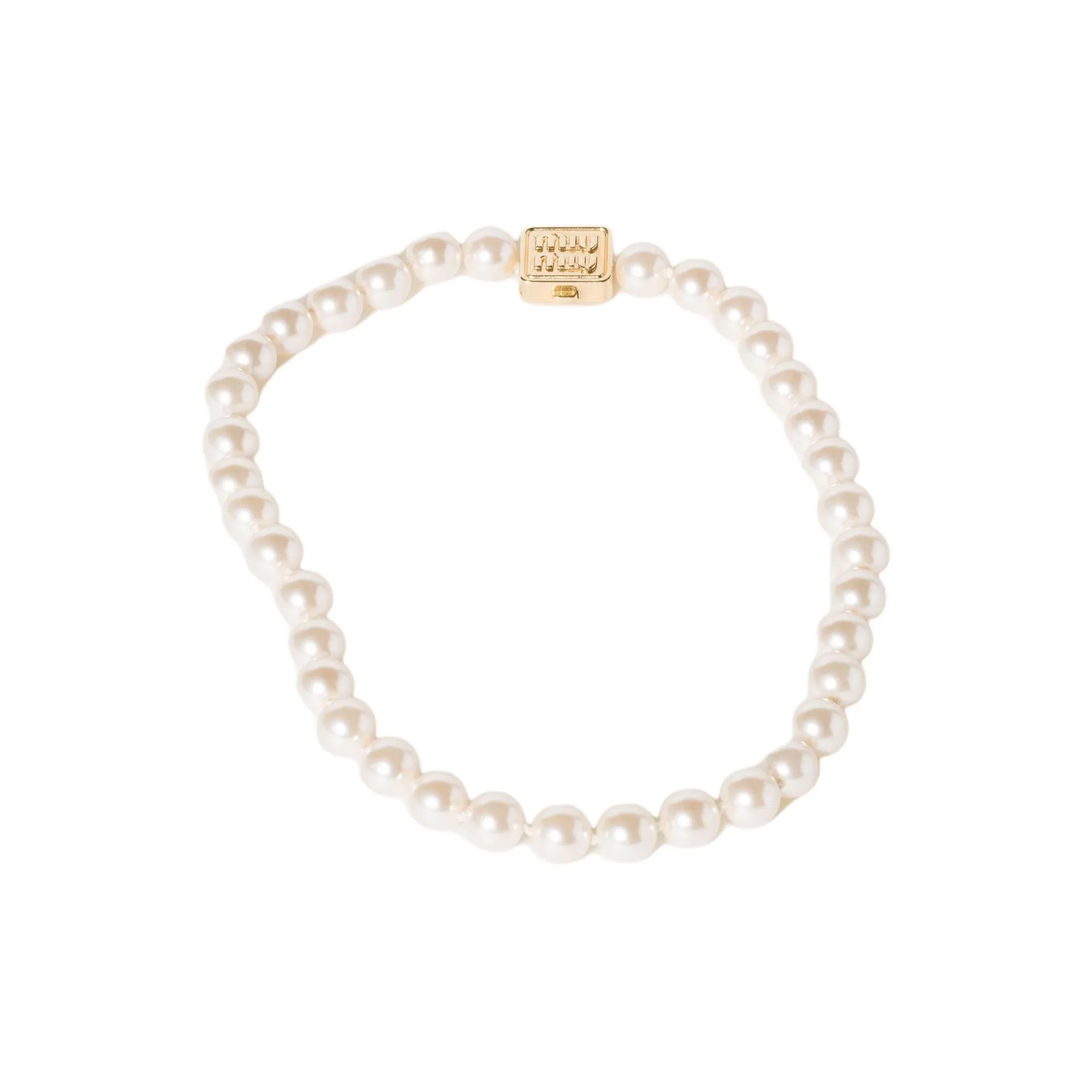 MIU MIU Synthetic Pearl Necklaces Women's Cream